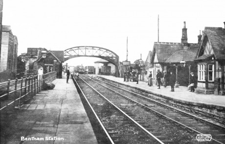 The original ‘mock tudor’ station and the old footbridge at Bentham Station.