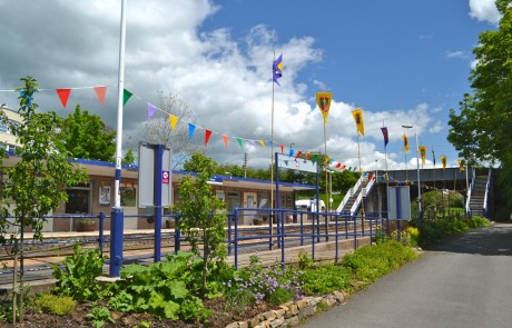 Bentham Station decorated for the Diamond Jubilee, June 2012.