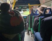 On the bus to Forest of Bowland with outside it is beautiful